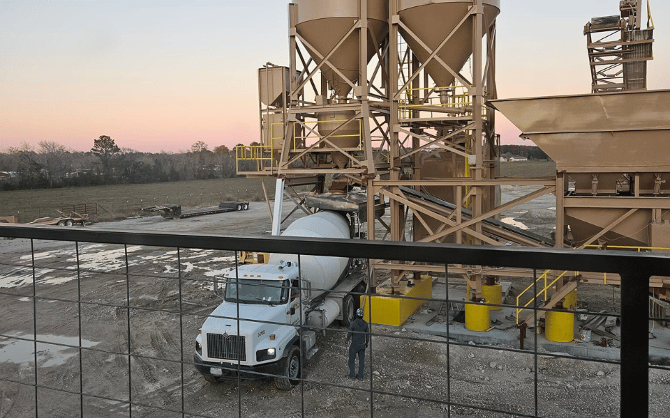 filling the concrete mixer truck for Houston concrete supplier